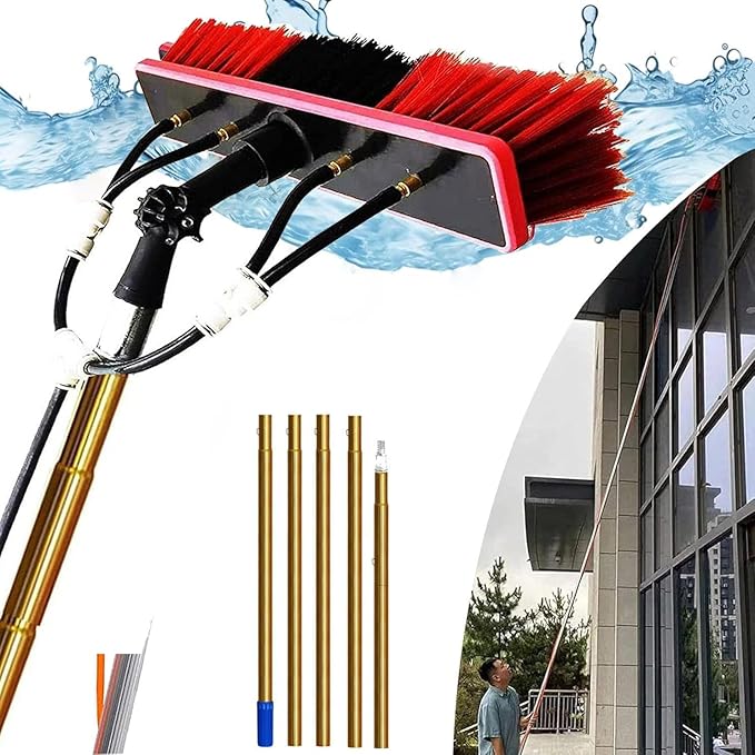 Water Fed Pole Kit &amp Outdoor Window Cleaner 5-12m Photovoltaic Panel Cleaning Tool Suitable for Cleaner Conservatory Roof Photovoltaic Panel Cleaning55cmHeadGold-11m/36.09in