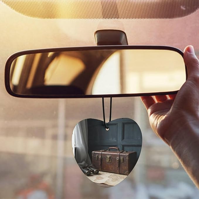 5PCS Car Air Freshener Hanging Personalized Double Sided Vintage Suitcase Car Fresheners Long Lasting New Cars Scents Cute Automotive Freshies for Closets Drawers (tea)
