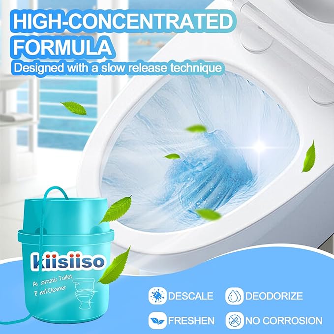 KIISIISO Toilet Bowl Cleaners-6 Pack Automatic Toilet Tank Cleaner Tablets in Bottles Long-Lasting Powerful Cleaning Prevents Bathroom Stain &amp Odors Build Up Septic Safe Blue Water