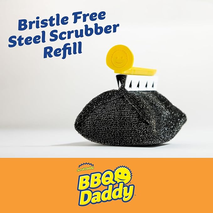 Scrub Daddy BBQ Daddy Grill Brush Head Refill - Bristle Free Grill Brush ArmorTec Steel Mesh Grill Cleaning Brush Attachment - Steam-Activated Cleaning Scrubber for Grates (1 Count)