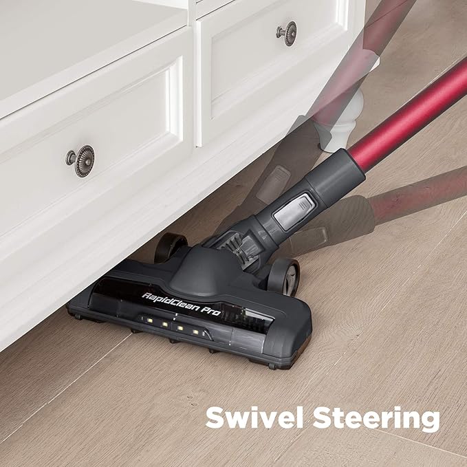 Eureka Lightweight Cordless Stick Vacuum Cleaner Convenient for Hard Floors Rechargeable Handheld Vacuum Cleaner Portable with Powerful Motor Efficient Suction RapidClean Pro NEC186 Rose Red