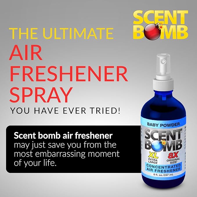 Scent Bomb Air Freshener Spray Long-Lasting Odor Eliminator for Home &amp Car Effective Deodorizer for Kitchen Bathroom Fresh Room Spray &amp Smell Neutralizer Baby Powder Scent