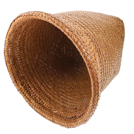 Cabilock Straw Woven Wastebasket Medium Handcrafted Straw Rubbish Container Office Trash Bin for Wastepaper and Tissue Storage Rustproof Storage Basket for Home and Office Random Color