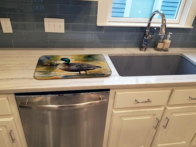 Caroline's Treasures DAC3180DDM American Black Duck Dish Drying Mat Absorbent Dish Drying Mat Pad for Kitchen Counter Dish Drainer Mat for Countertop 14 x 21 Multicolor