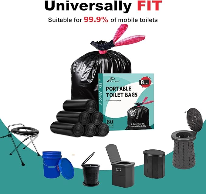 Portable Toilet BagsDrawstring Camping Toilet Bags Toilet Trash Bags Leak-Proof Waste Bags for Camping Hiking TravelingEmergency Outdoor Activities