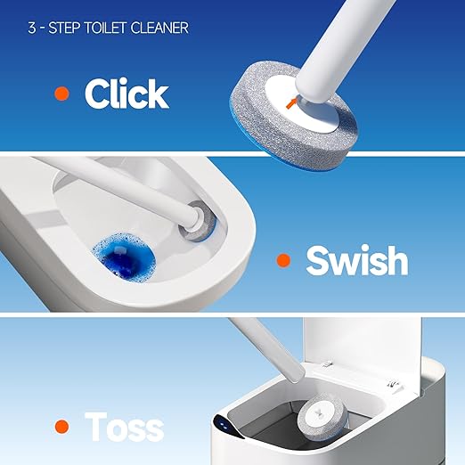 CTIME Small Bathroom Trash can with lid and Disposable Toilet Brush Set