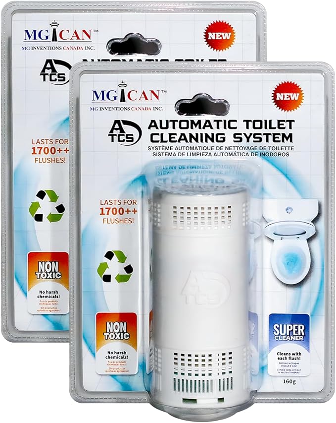 MGICAN Patented Automatic Toilet Cleaning System(ATCS) | Non-Toxic | Bleach Free &amp Long-Lasting | In Tank Toilet Bowl Cleaner | Cleans &amp Removes Stains in Every Flush| UL-Certified 2 Pack