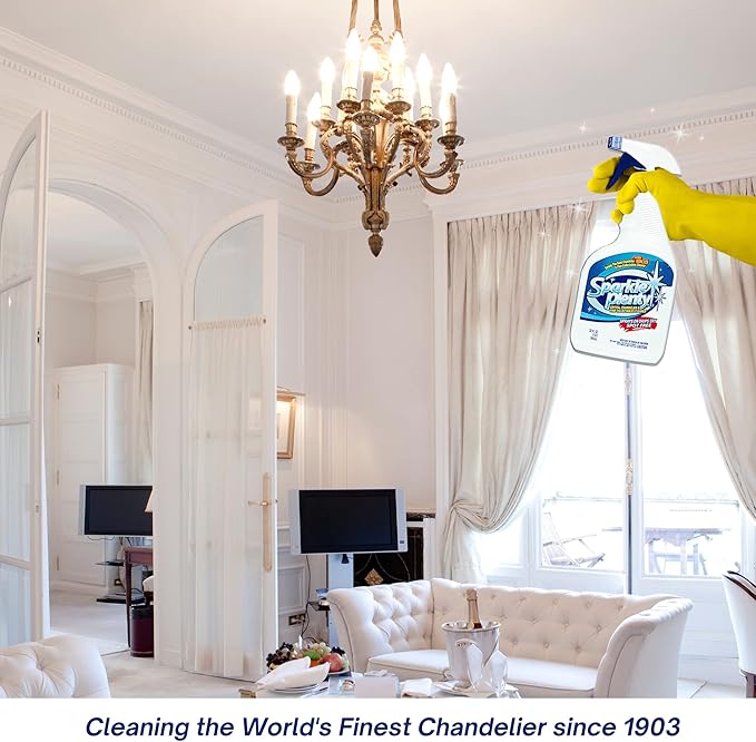 Bundle of Sparkle Plenty Chandelier Cleaner Drip Dry Spray No Wipe &amp Silk Plant Cleaner Spray No Wipe - Dust Cleaning Supplies for Fake Plant Artificial Flower Shower Glass or Window Screen (32