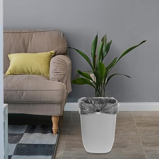 VICASKY Large Capacity Kitchen Wastebasket with Bag Fixer PP Material Garbage Bucket for Home Office Bedroom Bathroom Practical Rubbish Bin in Gray