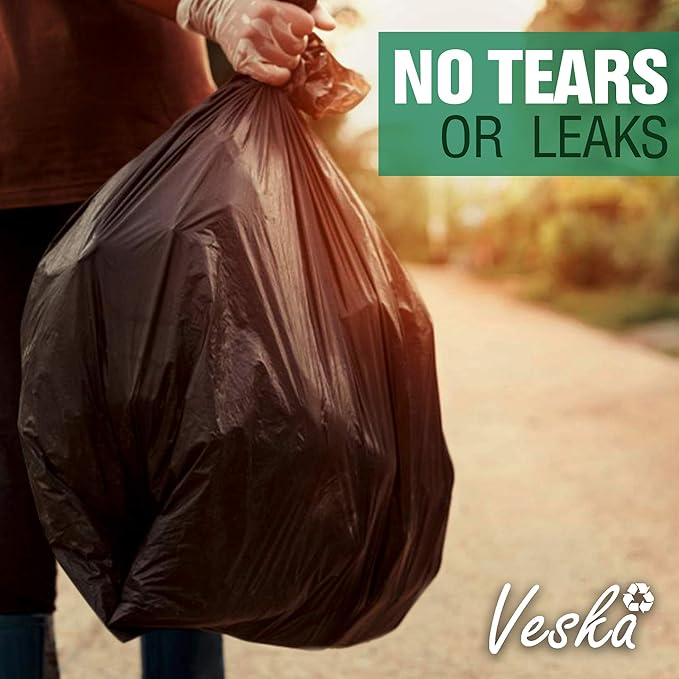 Veska Contractor Garbage Bags 55 Gallon 3 MIL Heavy Duty (MegaValue 50 Bags w/Ties) Contractor Trash Bags 50-60 Gallon 3 Mil Contractor Bag Heavy Duty 55 Gallon Extra Large Industrial Contractor