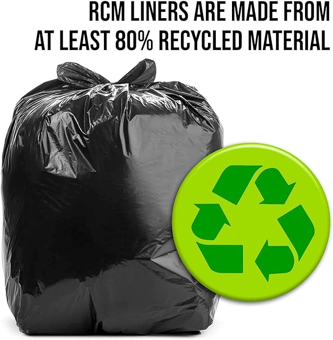Aluf Plastics 56 Gallon 1.25 MIL (eq) Black Heavy Duty Garbage Bags With BioFlex Technology - 43 x 47 - Pack of 100 - For Industrial Recycling Storage &amp Outdoor