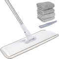 18 Professional Microfiber Mop Floor Cleaning System Flat Mops with Stainless Steel Handle 4 Reusable Washable Mop Pads Wet and Dust Mopping for Hardwood Vinyl Laminate (White&ampGrey)