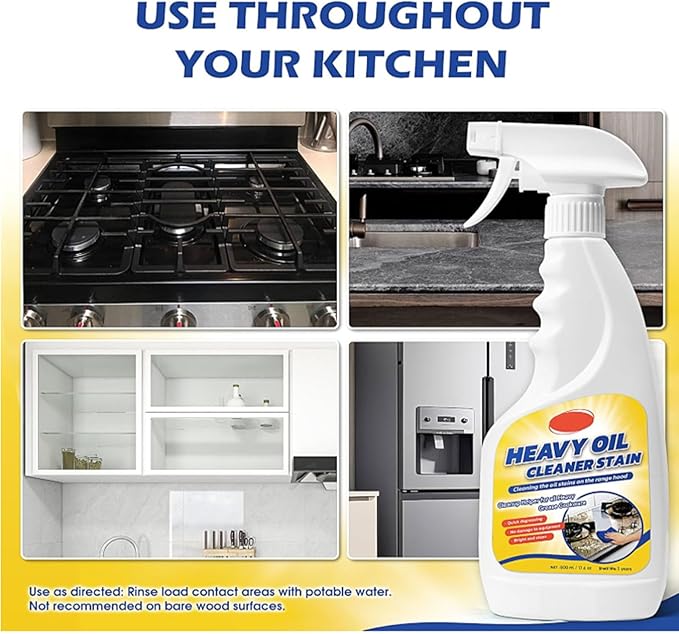 Clean Up Kitchen Oil Stains-Heavy Oil Cleaner Stain for Heavy Oils Cleanup with Spray Nozzle Spray for Kitchen Household Oven Stove Range Hood Sink (2pcs)