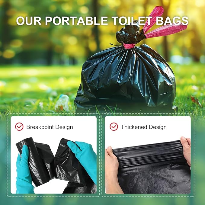 Portable Toilet BagsDrawstring Camping Toilet Bags Toilet Trash Bags Leak-Proof Waste Bags for Camping Hiking TravelingEmergency Outdoor Activities