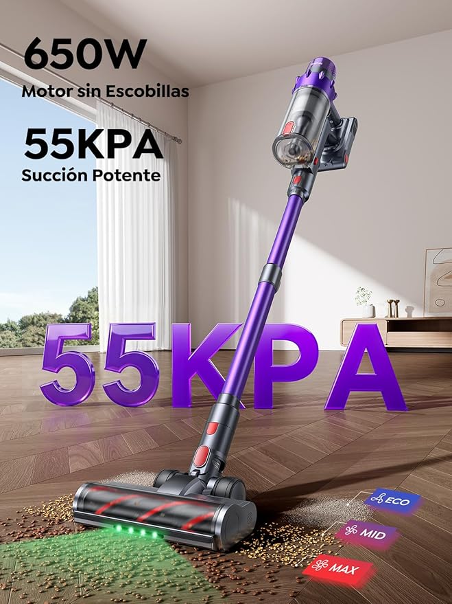 SMOTURE Cordless Vacuum Cleaner 600W/50Kpa/Max 65Mins Vacuum Cleaners for Home Stick Vacuum for Pet Hair/Sofa/Carpet/Hard Floor