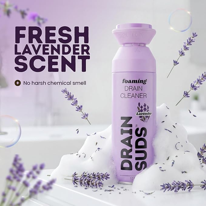 Foaming Drain Cleaner Sink Cleaner and Deodorizer Drain Clog Remover for Kitchen Sinks Bathrooms Shower Drains Tubs Washbasin Clogged Pipe Opener Lavender 2 Pack
