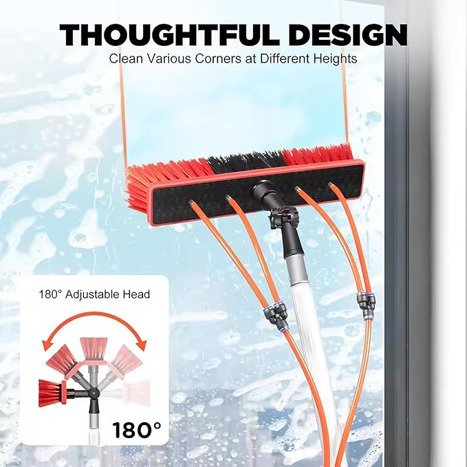 Telescopic Windows Cleaner Brush Solar Panel Windows Cleaning Brush Pole Extendable Water Fed Pole Kit for Roof Cleaning Photovoltaic and Solar Panels1000cm