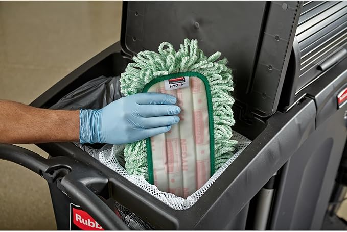 Rubbermaid Commercial Products HYGEN 60 inch Microfiber Dust Pad with Fringe Green For Janitorial/Professional Cleaners and Heavy-Duty industrial Cleaning/Dusting/Sweeping