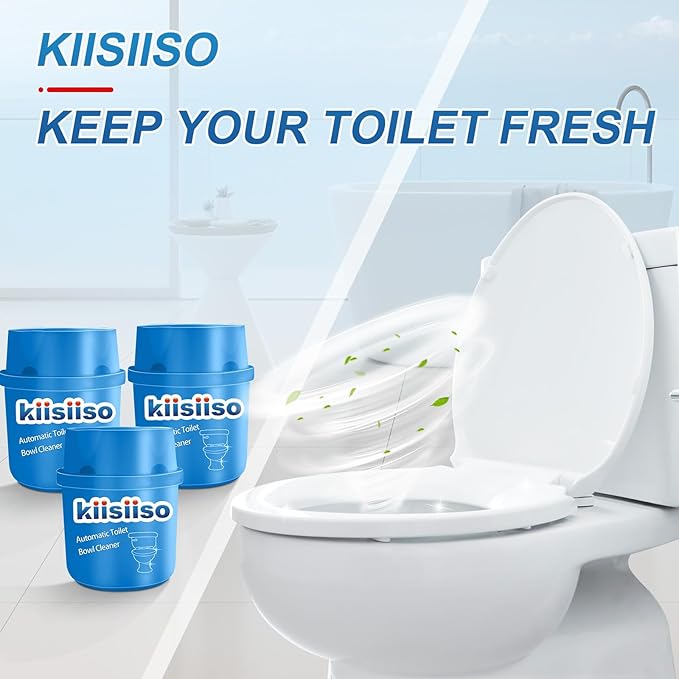 KIISIISO Toilet Bowl Cleaners-9 Bottles Blue Toilet Bowl Cleaner Tablets in Bottles with Sustained-Release Technology Upgraded Automatic Cleaning Solution Prevent Stain Build Up 63.5 oz