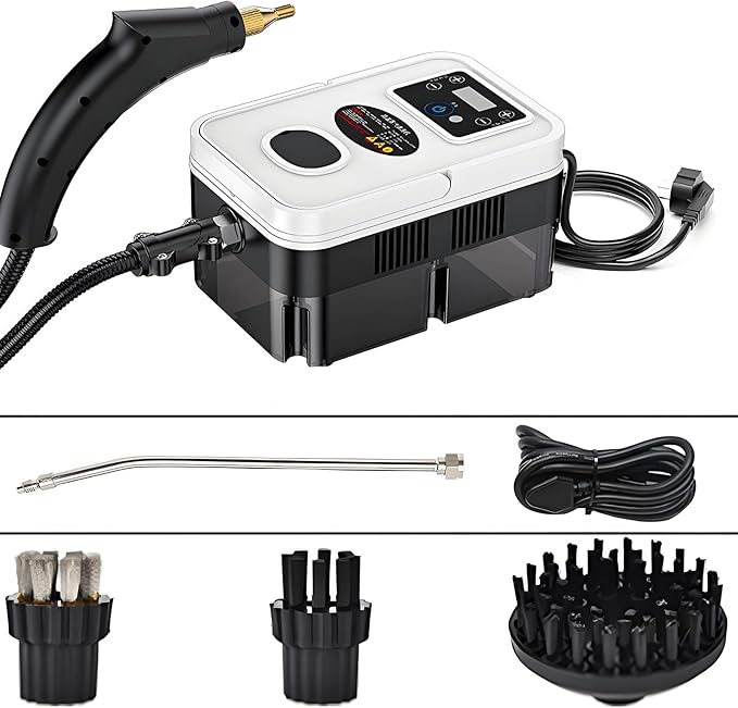 Handheld Steam Cleaner Steam Cleaners Mop Natural Steam Cleaner Handheld Power Steam Cleaner for Home Steam Cleaner Touch Screen + 6 Adjustable Steam Levels for Bed Car Kitchen Bathroom(White and