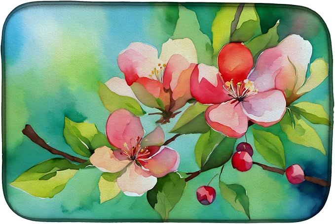 Caroline's Treasures DAC1627DDM Arkansas Apple Blossom in Watercolor Dish Drying Mat Absorbent Dish Drying Mat Pad for Kitchen Counter Dish Drainer Mat for Countertop 14 x 21 Multicolor