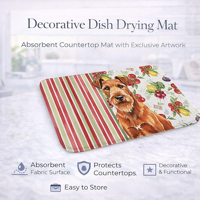 Caroline's Treasures Irish Terrier Vegetables Dish Drying Mat Absorbent Dish Drying Mat Pad for Kitchen Counter Dish Drainer Mat for Countertop 14 x 21 Multicolor