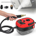Portable Handheld Steam Cleaner High Temperature Pressurized Steam Cleaning Machine with 3 Brush Heads Suitable for Kitchen Furniture Bathroom CarRed
