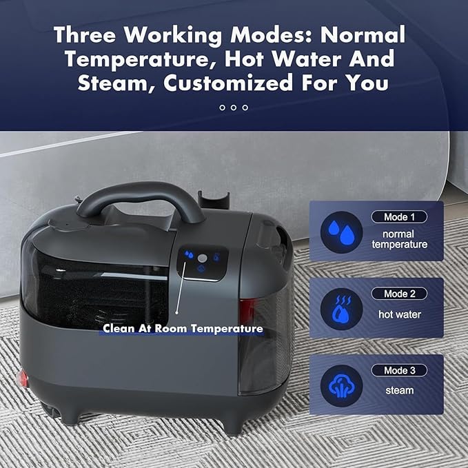 Steam Spray Suction All-in-One MachineCarpet Cleaner Machine - 13Kpa Vacuum Suction Three Modes - Normal Temperature/Hot Water/Steam