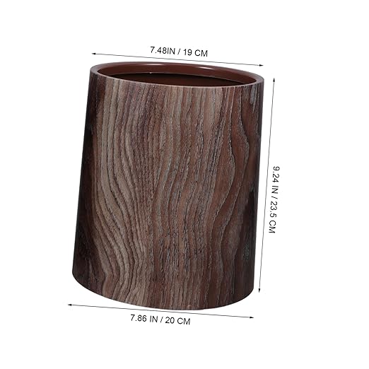 Cabilock Capacity Imitation Wood Grain Trash Can Office Waste Basket Kitchen Decor Wastebasket