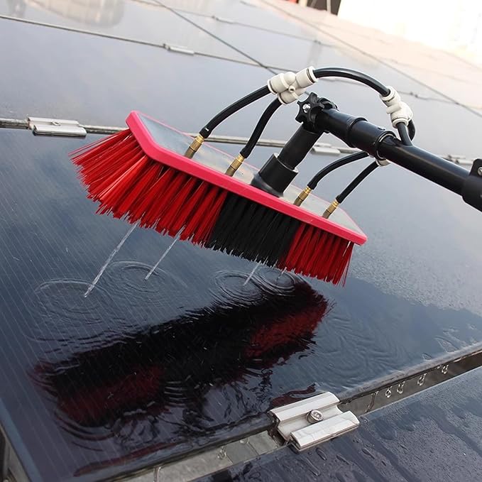 Window Cleaner with Long Handle Glass Cleaning Tools with Rotatable Cleaning Brush and Aluminum Alloy Telescopic Pole Window Cleaning Kit for Solar Panel Shower Glass Mirror Door Car