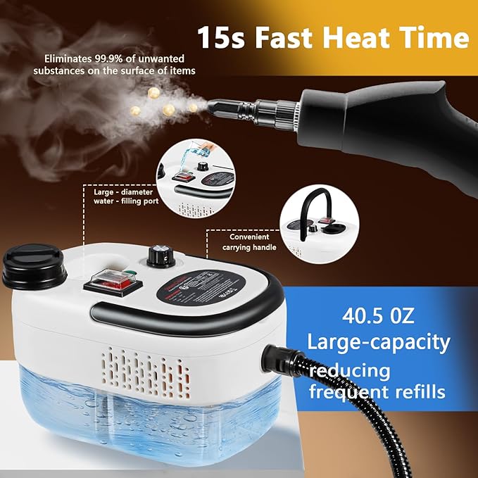 Steam Cleaner Handheld with 1200ml Large Water Tank High Pressure Steamer for Floors Upholstery Grout Car