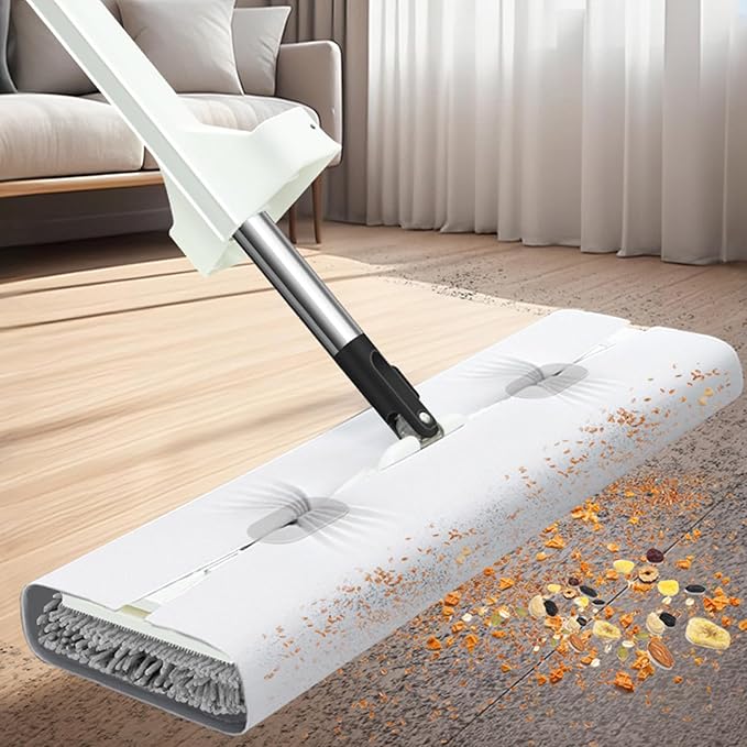Microfibre Mops - Flat Floor Mop | Floor Mop | Large 360° Rotatable Floors Cleaning Brush with Long Handle for Hardwood Tile Carpet Bathroom Garage Apartment Dormitory Home Living Room