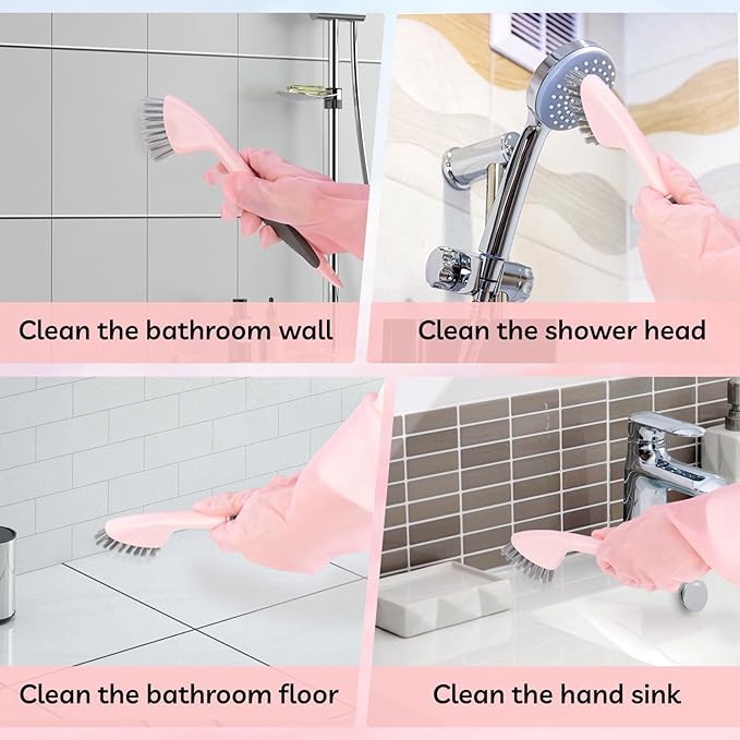 Toilet Brush 2 Pack Toilet Scrubber Brush and Holder Set Bathroom Accessories 14 Pcs Bathroom Cleaning Kit Pink Toilet Bowl Brush and Holder with 5 Brush for Bathroom Bathtub Washbasin