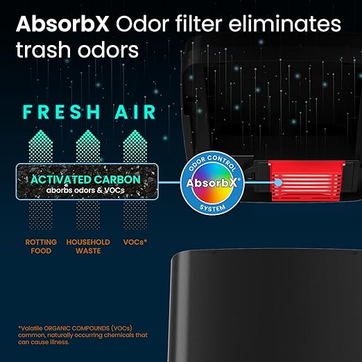 iTouchless 14 Gallon Sliding Lid Automatic Sensor Trash Can with Odor Filter System 52 Liter Black Steel Touchless Kitchen Garbage Bin Matte Black