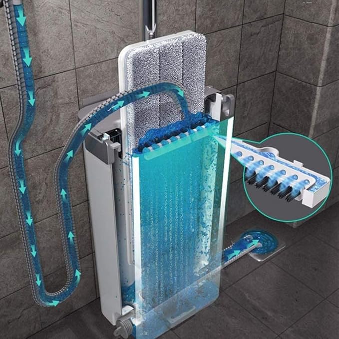 Flat Floor Mop Dry Easy-to-self-contained Dust  Clean  and Reusable Microfibre Pad Very