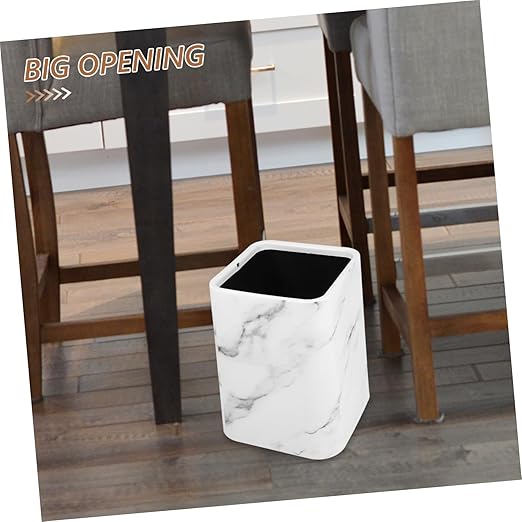 OUNONA Marble Wastebasket Double Layer Trash Can Without Lid for Kitchen and Bathroom Decorative Trash Bin for Home Office Sleek Design