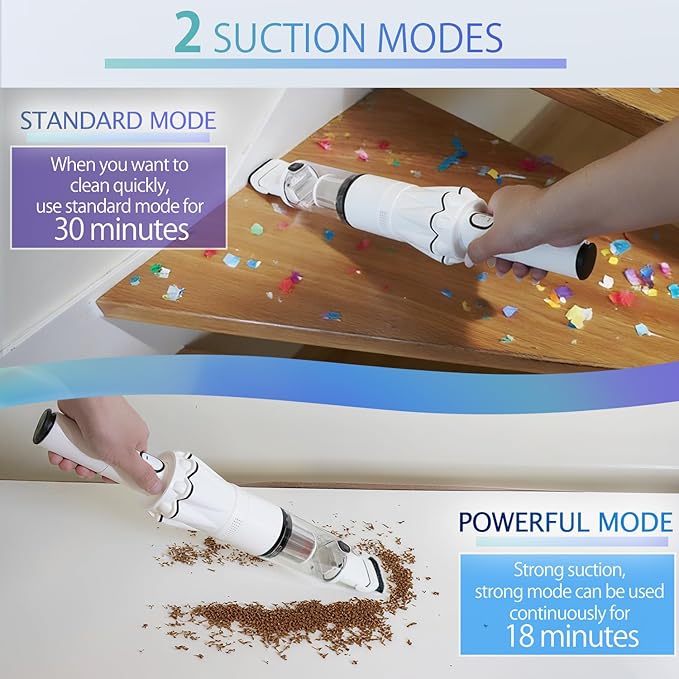Handheld Vacuum Cordless 25000PA Super Lightweight 1lb with Powerful Suction Charging Dock Car Charger Single Touch Empty and Detachable Dust Cup Portable Mini Car Vac White