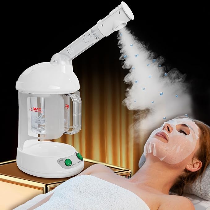 Easy to Clean Facial Steamer Portable Nano Ionic Face Steamer for Facial Deep Cleaning with 360° Rotating Arm 300ML Large Capacity with Aromatherapy Diffuser Warm Mist