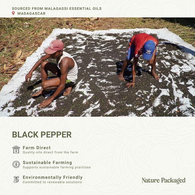 Black Pepper Essential Oil - Direct from Madagascar Farms - Steam Distilled - Aceite Pimienta Negra for Aromatherapy Massage Diffuser DIY Candle and Soap Making - 2lbs