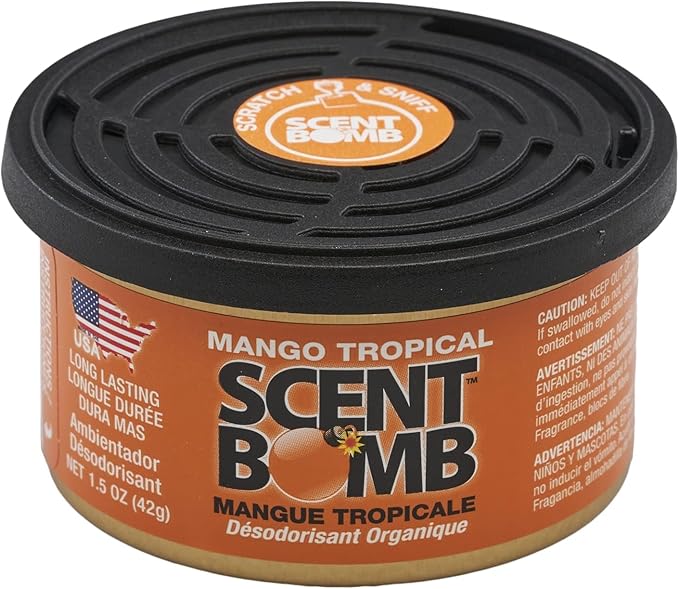 Scent Bomb Air Freshener Bundle - 1 oz &amp 8 oz Bottle Sprays Vent Clip Organic Cans Hanging Circle - Continuous Freshness &amp Long-Lasting Odor Eliminator for Car Home Bathroom - Mango Tropi