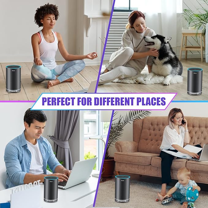 Yismo Clean Air Freshener and Odor Eliminator With Scent Cartridge Small Electric Fragrance Diffuser Removes Pet Smoke and Other Odors Smart-Touch USB Charge (Pet Black)