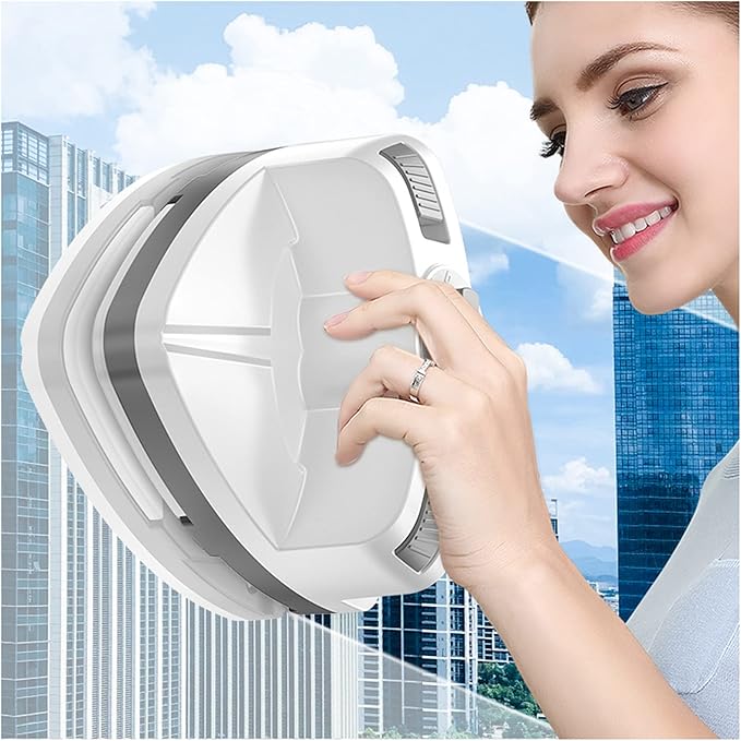 Magnetic Window Cleaner Double-Sided Magnetic Window Cleaner Glass Adjustable Magnet Force Cleaning Brush Glass Wiper Household Cleaning Tools with Anti-Falling Rope for High-Rise Glazed Window