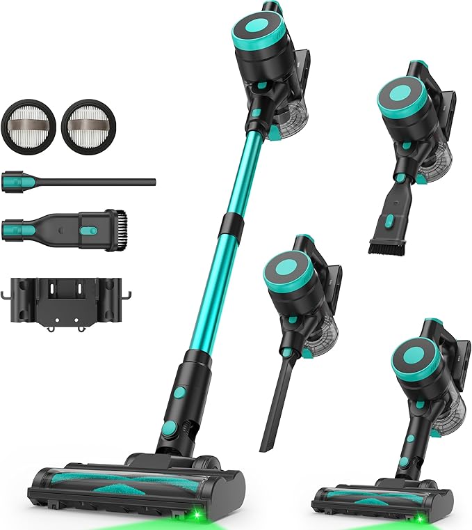Zefiro Cordless Vacuum Cleaner45Mins Runtime Vacuum Cleaners for Home Anti-Tangle and 1.5L Dust Cup Lightweight Vacuum for Hardwood Floor Carpet Pet Hair