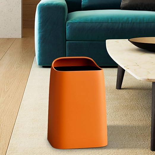 MagiDeal Waste Basket Trash Can Household Modern 10L Dust Bin Open Top Garbage Bin for Bathroom Office Kitchen Laundry Bedroom Orange