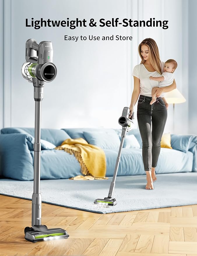 kalado Cordless Vacuum Cleaner 250w 26000pa Stick Vacuum Cleaner LED Display Screen Detachable Battery Suitable for Hard Floors Carpets Pet Hair