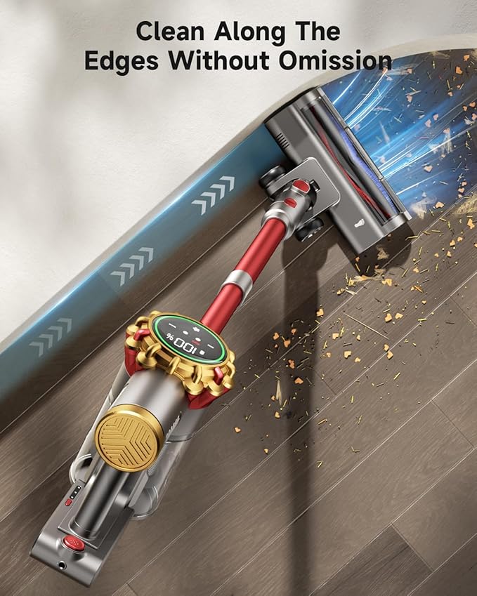 Cordless Vacuum Cleaner 580W 50Kpa Vacuum Cleaners for Home 65 Mins Battery Stick Vacuum Anti-Tangle Self-Standing 8-in-1 Lightweight Vacuum for Hardwood Floor/Carpet/Pet Hair
