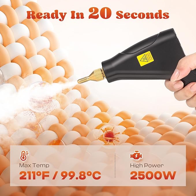Moongiantgo Handheld Steam Cleaner Portable High Pressure Steamer for Cleaning for Home Kitchen Bathroom Pressurized Cleaning Machine for Car Detailing Grout Tile 1200ml Water Tank with Outlet
