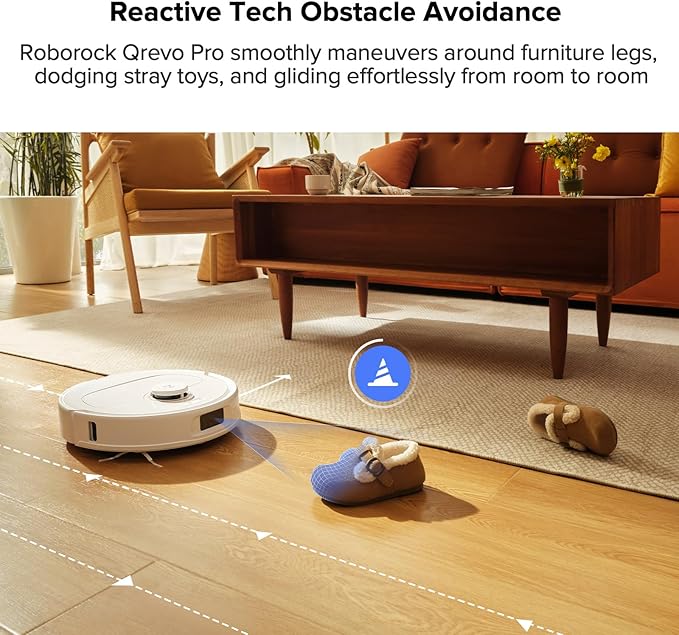roborock Qrevo Pro Robot Vacuum and Mop with FlexiArm Design Edge Mopping Dynamic Hot Water Mop Washing and Auto Mop Drying Intelligent Dirt Detection 7000 Pa Suction Ideal for Carpets