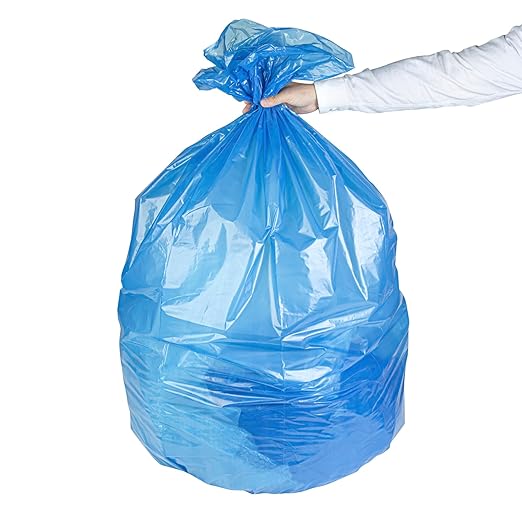 Restaurantware Blue Trash Bags 100 Count 40-45 Gal 40 x 46 Leakproof Design Heavy-Duty Garbage Bags with Star Seal Bottom and Even Weight-Distribution for Warehouses Parks and Residential Use