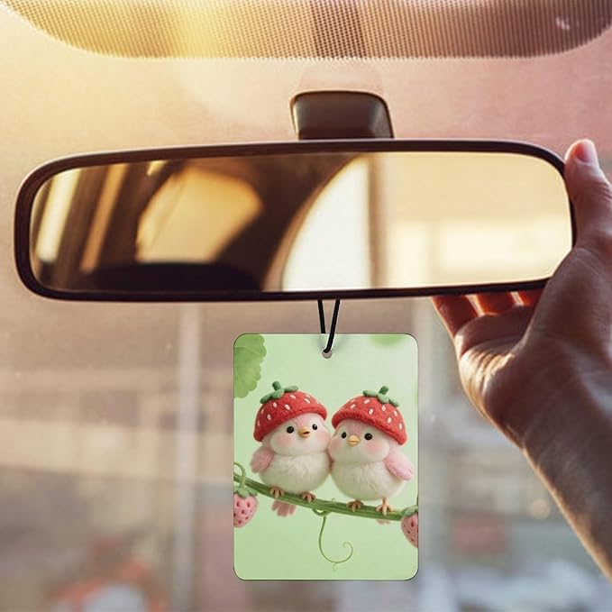 5PCS Car Air Freshener Hanging Personalized Double Sided Strawberry Bunnies Car Fresheners Long Lasting New Cars Scents Cute Automotive Freshies for Closets Drawers (tea)